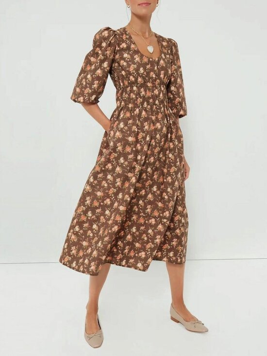 Tuckernuck Dresses & Skirts - New Tuckernuck Marlena 100% Cotton Midi Dress Rosewood Chintz M $298